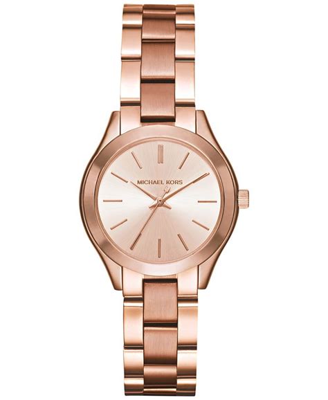 michael kors mini slim runway stainless steel bracelet three-hand watch|Michael Kors runway watch.